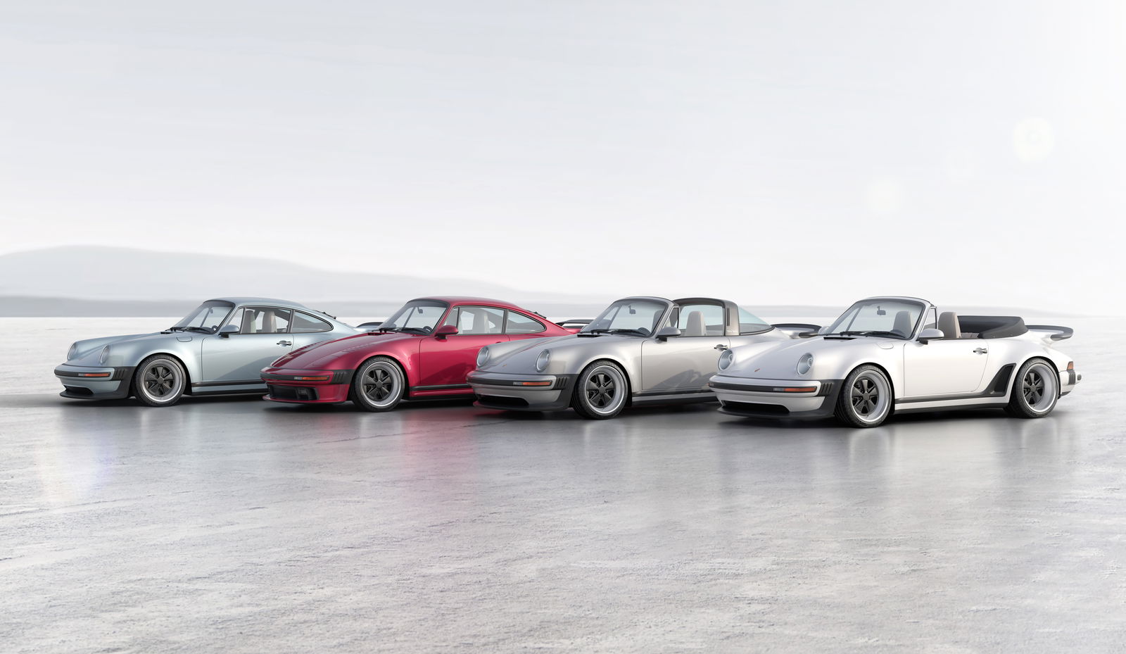 Four Singer-restored Porsche 911s